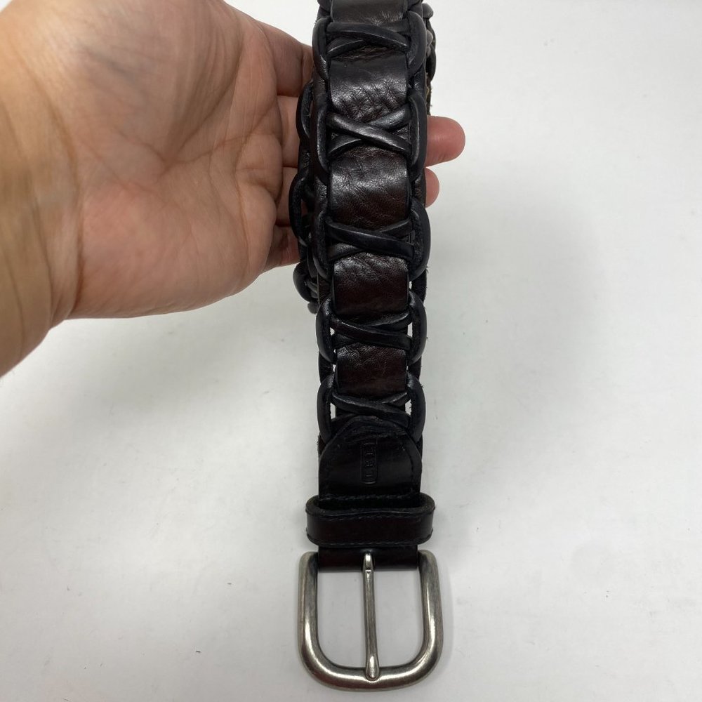 LAUREN RALPH LAUREN Belt Genuine Leather brown Solid Brass Buckle SZ L